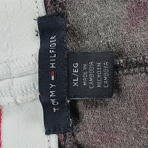 TOMMY HILFIGER CUSTOM BLEACH GRAY/BURGUNDY JOGGERS WOMANS XL. - Picture 7 of 7